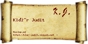 Klár Judit névjegykártya