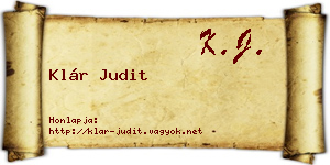 Klár Judit névjegykártya